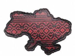 Шеврон карта Украины ПВХ красная / черная