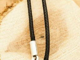 Шнурок шелковый ювелирный на шею с серебряным замком, 0см, 1,4гр