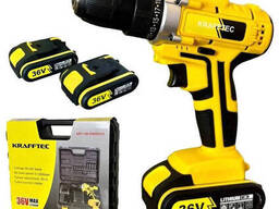 Шуруповерт аккумуляторный Krafftec 36V бесщеточный, 2 АКБ
