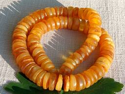 Шикарне ятарне намисто медові шайби, янтарное ожерелье медовые шайбы