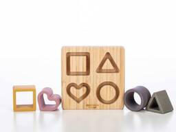 Силиконовый сортер на деревянном подносе FreeON розовый