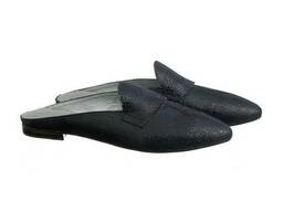 Синие мюли из натуральной кожи