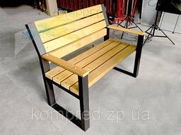 Скамейка парковая со спинкой Валерио cерый каркас+брус светлый дуб 2000*600*915 мм. ..