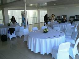 Скатертина в оренду, кругла скатертина 330см