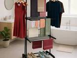 Складна вертикальна сушарка для білизни (76 × 64 × 177 см) 3 рівні + 1 для взуття, Чорна - фото 3