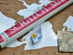 Скретч карта мира (Scratch Map) на русском языке с гербом...