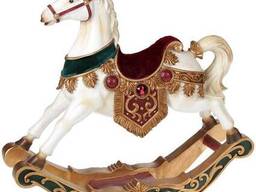 Статуэтка Лошадка-качалка Luxury 33х9х33см, изумрудно-бордовый бархат Bona DP69106