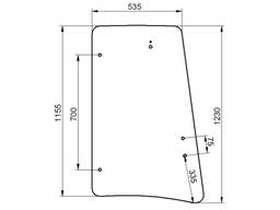 Стекло боковое правое на jcb3cx 1155х1230х535см