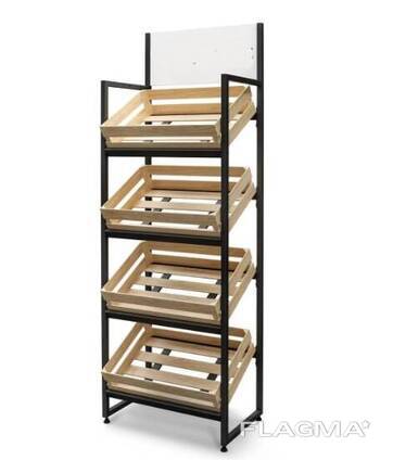 Стеллаж овощной металлический, на 4 яруса