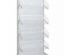 Стеллаж торговый для магазина с сетчатыми корзинами