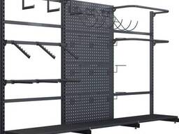 Стеллажи для одежды, настенные рейки, крючки, мебель для магазина одежды.