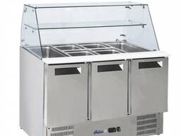 Стіл холодильний для салатів 3-дверний з надставкою скляною