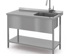 Стол мойка 1200х600 с чашей справа из нержавейки
