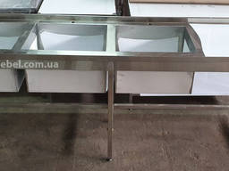 Стол-мойка с ванной моечной 3х-секционной 2400х600 из нержавейки