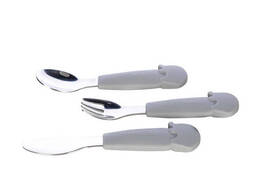 Столовые приборы FreeON Elephant металлические с силиконовой ручкой, серые