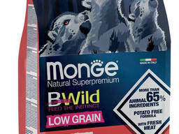 Сухой низкозерновой корм для щенков MONGE DOG BWILD LOW GRAIN Puppy Junior с олениной 15кг
