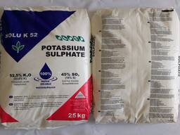 Сульфат калия, 25 кг K2O-50-52%. S-18% , мешок 25кг.