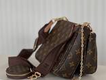 Сумка кроссбоді Луї Вітон трійка модна брендова сумка з широким текстильним ремнем TR00012 - фото 1