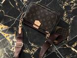 Сумка кроссбоді Луї Вітон трійка модна брендова сумка з широким текстильним ремнем TR00012 - фото 3