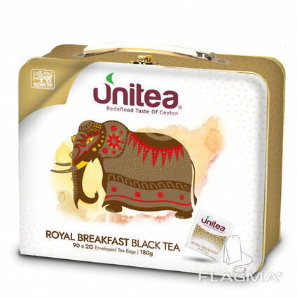 Сувенирный черный чай Unitea Royal Breakfast 90 пакетиков в жестяном боксе