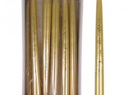 Свеча конусная Металлик 25 см. золотая