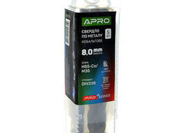 Свердло по металу кобальтове HSS-Co/M35 Ø8.0мм (тубус, кратно 5шт) PRO APRO