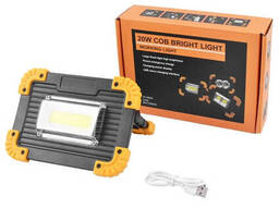 Светодиодный фонарь LED прожектор зу USB L811-20W-COB-1W с Power Bank, лампа-прожектор. ..