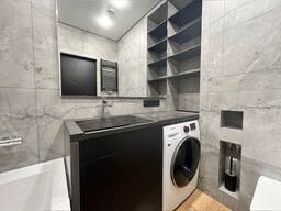 Тонкий бетонний умивальник графіт з опорою - лофт у ванну