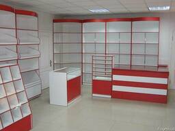 Торгові меблі для магазинів: вітрини, прилавки, горки, полки, стелажі.