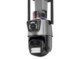 Уличная охранная поворотная WIFI камера Dual Lens Zoom 8MP сирена, зум, iCSee удаленным. ..