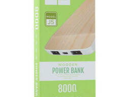 УМБ портативное зарядное 8000 мАч Hoco J5 Wooden Pear-wood, светло-коричневое