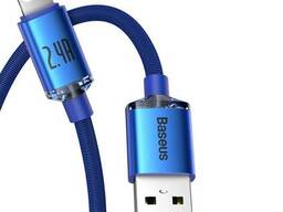 USB кабель с разъемом Lightning для iPhone Baseus Crystal Shine Series (2.4A, 1.2m). Blue