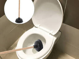 Вантуз с деревянной ручкой очиститель слива унитаза 38 см