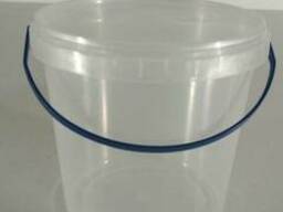 Прозрачное пластиковое ведро для продуктов с крышкой (V=1л. ), 50 шт/пач