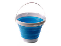 Ведро складное силиконовое 5л синее (blue) СИЛА