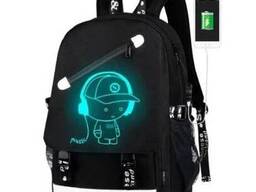 Водонепроницаемый рюкзак мusic с USB светящийся в темноте черный