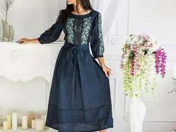 Вышиванка, Шикарные платья с вышивкой, лен, платье, миди