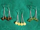 Витончені янтарні сережки кульки з натурального бурштину - фото 2
