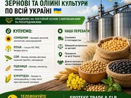 Купуємо зернові, олійні культури по Україні
