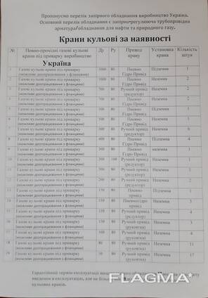 Запірне обладнання, запірна арматура, арматура трубопровідна, кульові крани