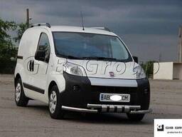Защита переднего бампера (двойная нержавеющая труба - двойной ус) Fiat Fiorino (07-13)