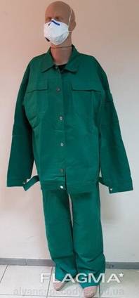 Зеленый рабочий костюм из ткани саржа