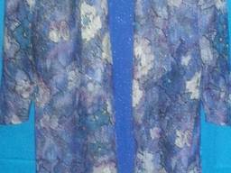 Женский костюм двойка - жакет, платье голубое с блестками