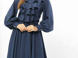 Женское платье Жабо Lipar Тёмно-синее