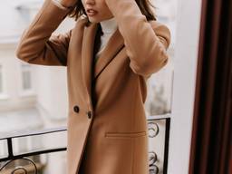 Женское стильное пальто Season Бербери цвета кэмэл