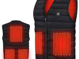 Жилет (3XL) согревающий зимний с USB подогревом унисекс черный