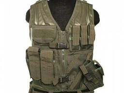 Жилет разгрузочный тактический с ремнем Mil-Tec USMC Combat Vest олива