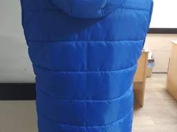 Жилет утепленный, синий, с капюшоном