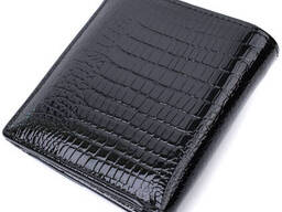 Жіночий фактурний гаманець із натуральної шкіри ST Leather 22706 Чорний 10,5х10х2 см