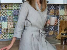 Жіночий халат з натурального нефарбованого льону